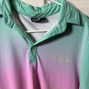 Stylish Gradient Polo Shirt - Mint, Pink, and Peach